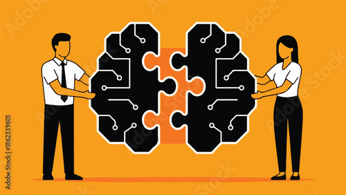 Human and artificial intelligence collaboration concept