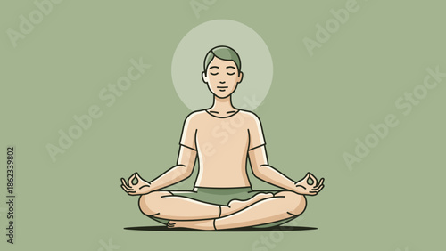 Meditating Person in Lotus Position with Eyes Closed and Hands in Mudra.