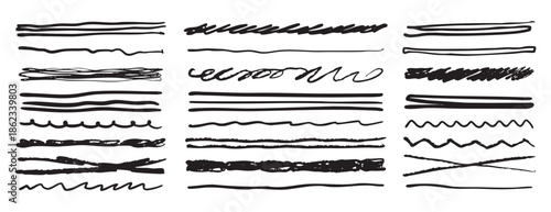 Wallpaper Mural Chalk lines and charcoal highlight strokes set Pencil underlines and crayon strips in sketch style grunge texture Torontodigital.ca