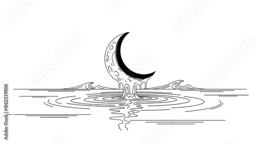 Melting Moon Reflection A Surreal Lunar Landscape in Water.