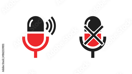 Microphone Status Icons Active and Muted Communication Symbols.
