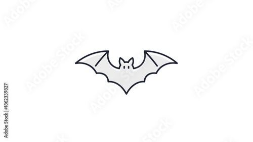 Minimalist Bat Illustration Halloween Icon with Simple Line Art.