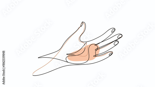 Minimalist Hand Illustration with Abstract Shape Line Art Design.