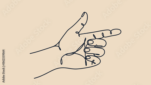 Minimalist Hand Gesture Continuous Line Art of Pointing Finger.
