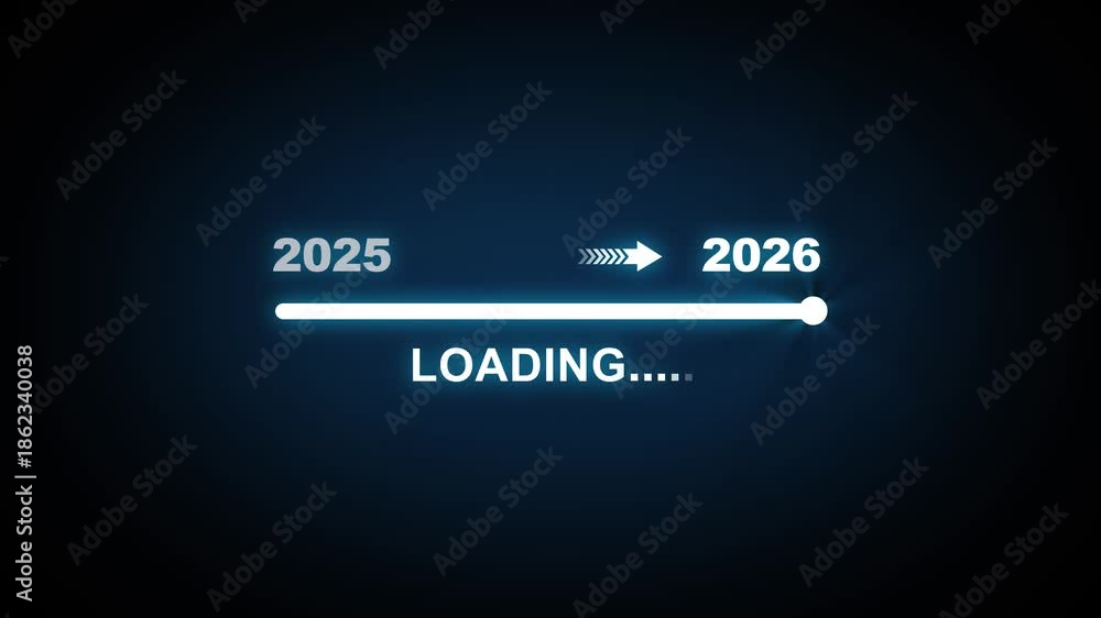 Loading bar from 2025 to 2026 new year transfer animation. New year ...