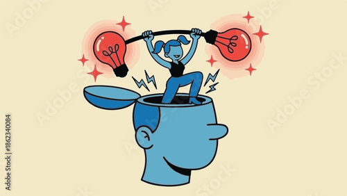 Conceptual illustration of creative thinking and strong ideas emerging from an open mind