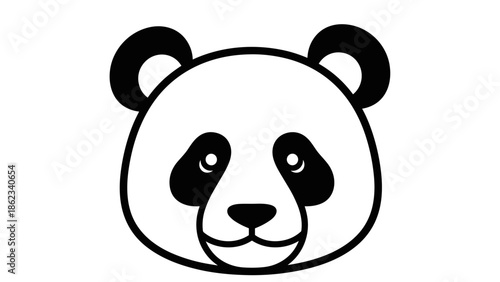 Minimalist Panda Face Illustration with Bold Outlines and Distinct Features.