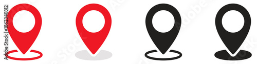 location map pin icons in multiple outline and filled styles, - for maps, navigation, address, directions, and POI marking