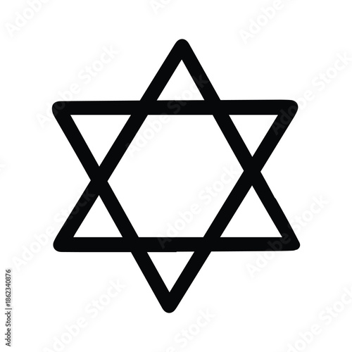 Hand Drawn Six-Pointed Star of David Icon - Jewish Symbol