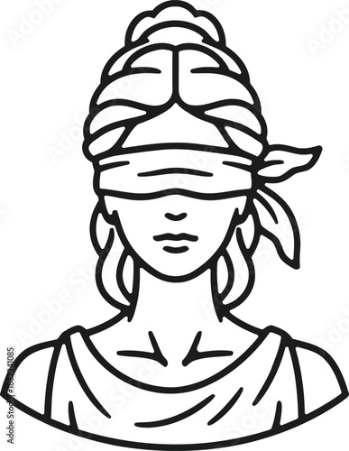  Law and attorney logo template with blindfolded female sign