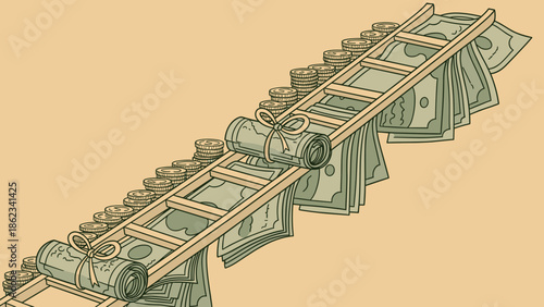 Money Ladder A Visual Representation of Financial Growth and Success.