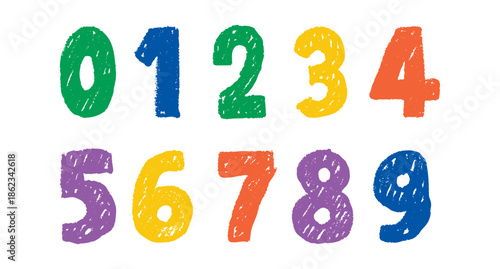 Chalk drawing kids numbers hand drawn pencil textured