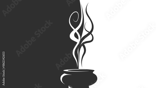 Mystical Cauldron with Rising Smoke A Symbol of Magic and Transformation.