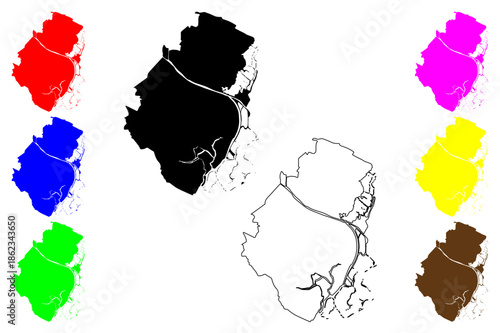 Lubao city (Central Luzon Region, Republic of the Philippines, ROP) map vector illustration, scribble sketch Lubao map