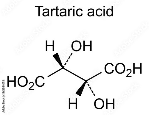 Tartaric acid, chemical structure of tartaric acid, drug substance