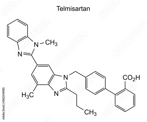 Telmisartan, chemical structure of telmisartan, drug substance