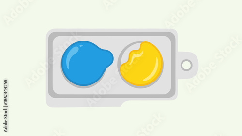 Paint Palette with Blue and Yellow Colors for Artistic Creation.