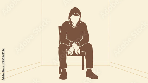 Person in Hoodie Sitting on Chair in Empty Room.