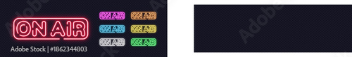 Set of neon ON AIR signs in bright styles, perfect for podcasts, live shows, streaming or broadcasting visuals.
