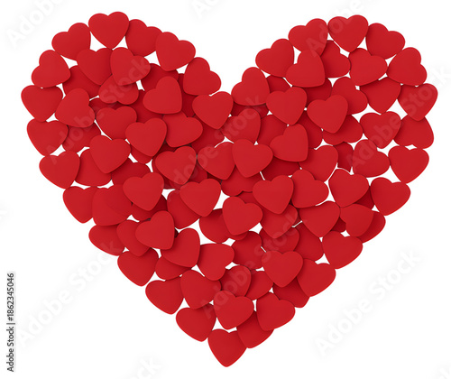 Large Heart Shape Composed Of Numerous Small Red Hearts Isolated On Transparent Background