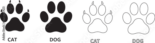 Cat and Dog Paw Prints Illustration Set for Animal Identification