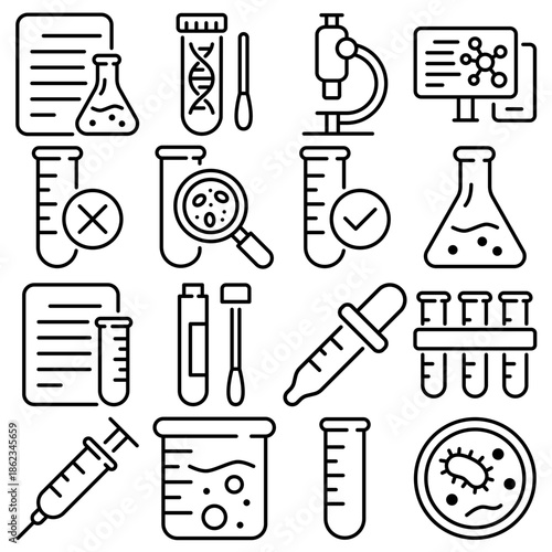 Laboratory Essentials Icon Set Outline Style (Part 1)