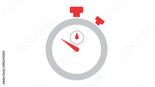 Red Stopwatch Icon Time Management Urgency and Deadline Concept.