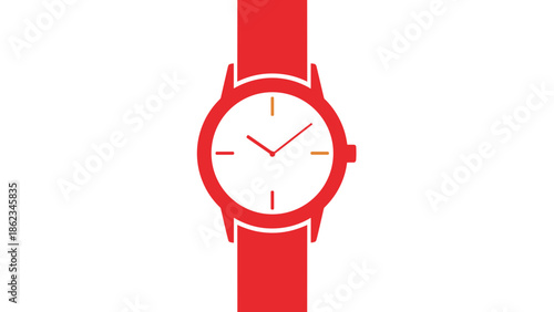 Red Watch Icon Timekeeping Symbol with Minimalist Design.