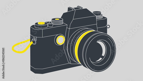 Retro Camera Illustration A Stylish Nod to Classic Photography.