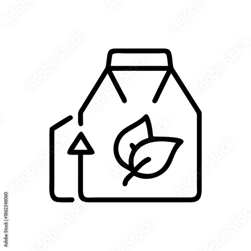 Eco-friendly packaging illustration with leaves and recycling symbols for sustainable products