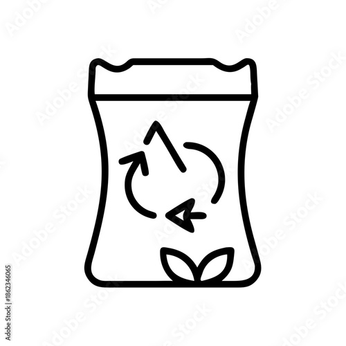 Biodegradable materials concept with recycling symbol and eco-friendly design elements