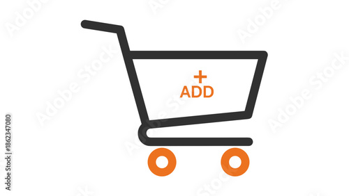 Shopping Cart Icon with Add Symbol for Ecommerce.