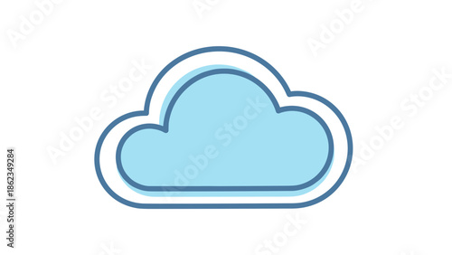 Stylized Cloud Icon with Blue Fill and Outline for Weather or Data Concepts.