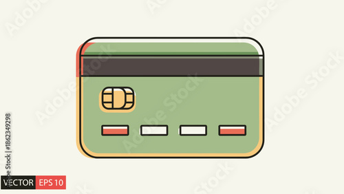 Stylized Credit Card Illustration with Chip and Magnetic Stripe.