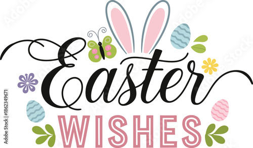 Happy Easter Wishes Typography Vector Design