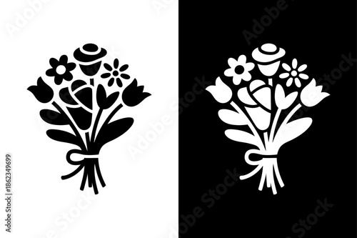 Leaf & flower combo icon on White Background Vector Art Illustration on white background.