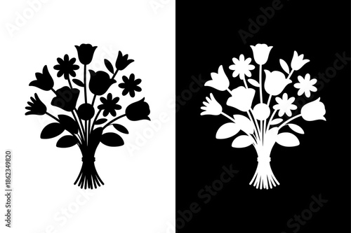 Leaf & flower combo icon on White Background Vector Art Illustration on white background.