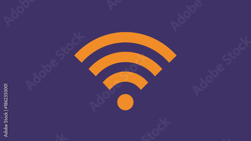 Stylized Orange WiFi Symbol on Dark Blue Background.