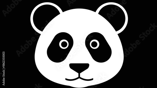 Stylized Panda Face Illustration with Distinct Black and White Contrast.