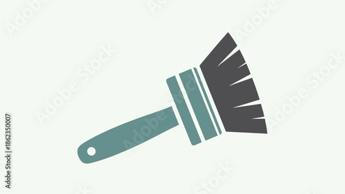 Stylized Paintbrush Illustration with Gray Bristles and Teal Handle.