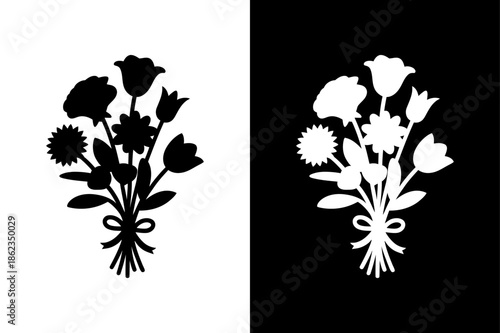 Leaf & flower combo icon on White Background Vector Art Illustration on white background.