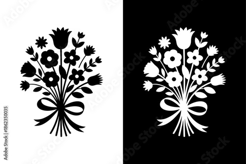 Leaf & flower combo icon on White Background Vector Art Illustration on white background.