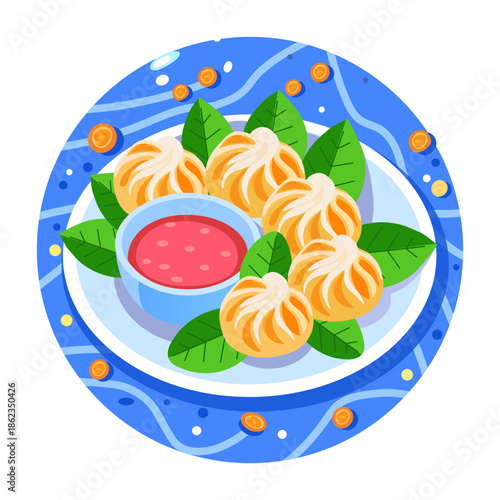 Flat style illustration representing dumplings