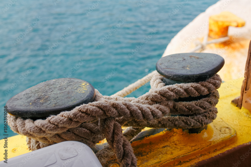 Fototapeta premium Mooring Rope on Ship Deck