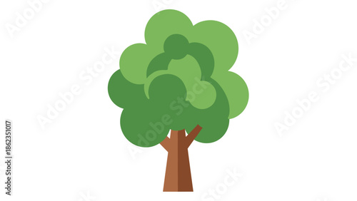 Stylized Tree Illustration with Green Foliage and Brown Trunk 1.