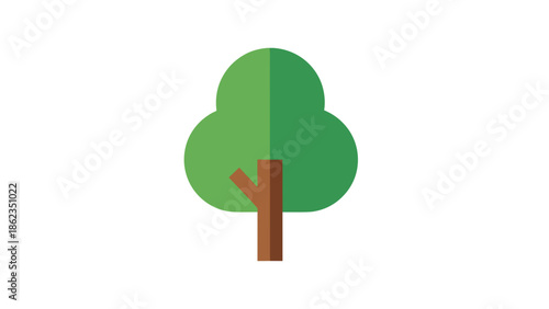 Stylized Tree Illustration with Green Canopy and Brown Trunk.