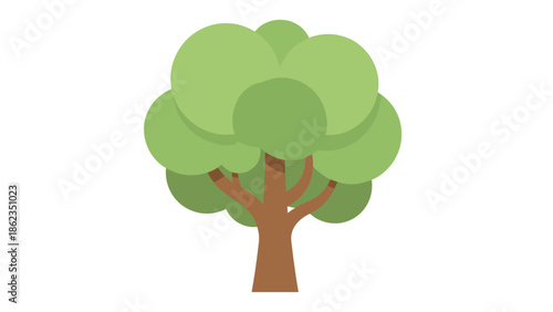 Stylized Tree Illustration with Green Foliage and Brown Trunk 2.