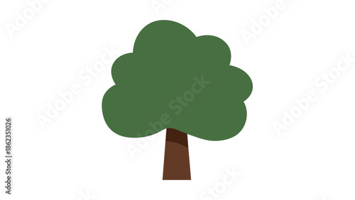 Stylized Tree Illustration with Green Canopy and Brown Trunk 1.
