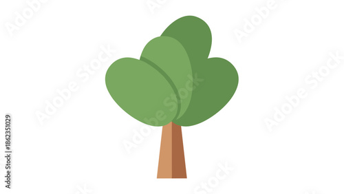 Stylized Tree Illustration with Green Foliage and Brown Trunk.