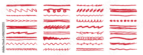 Red underline crayon pencil stroke hand drawn doodle